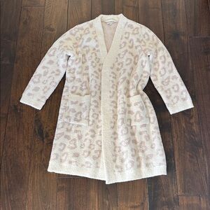 Barefoot Dreams Cream and Pink Leopard Robe
